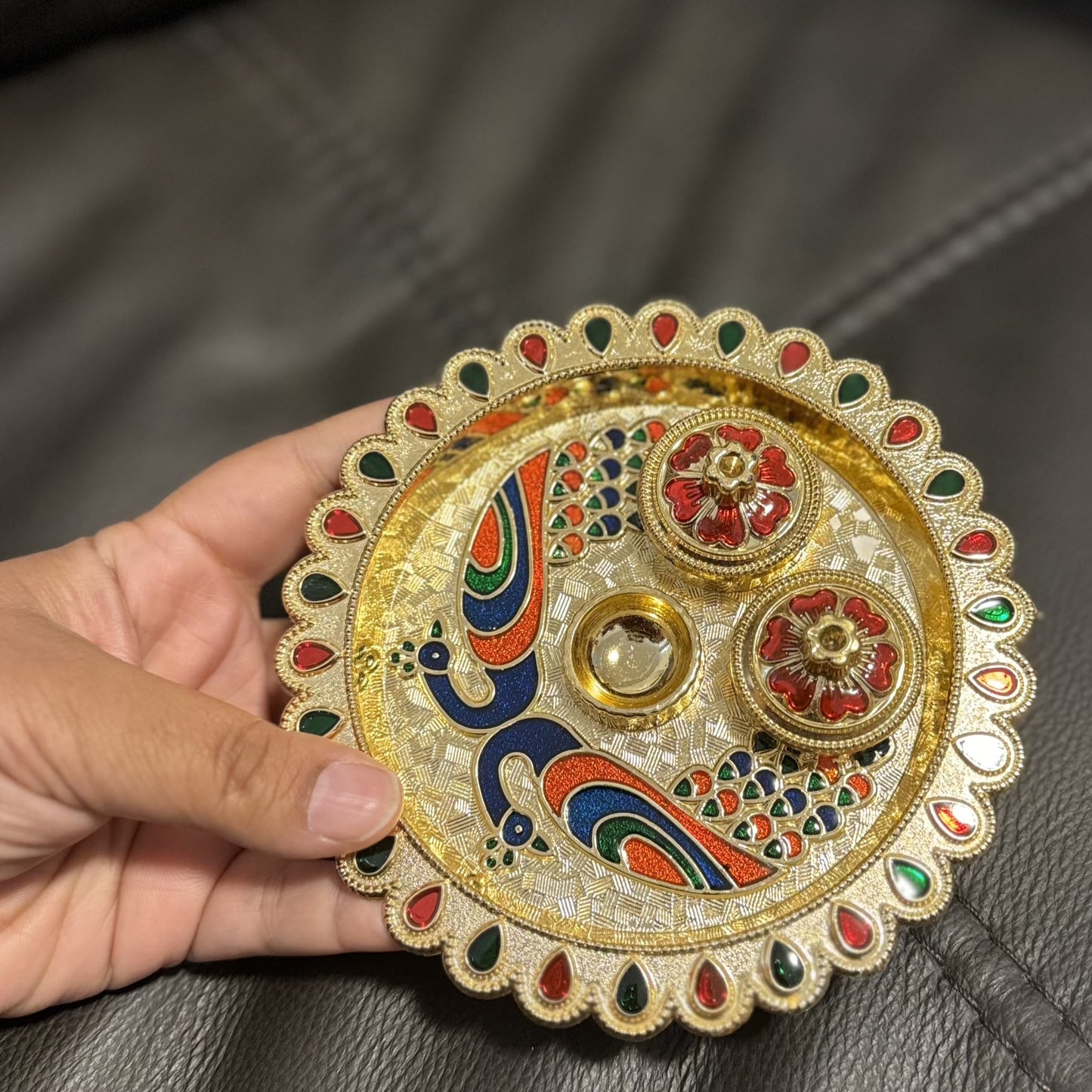 Peacock style kumkum haldi plate/ mini thali