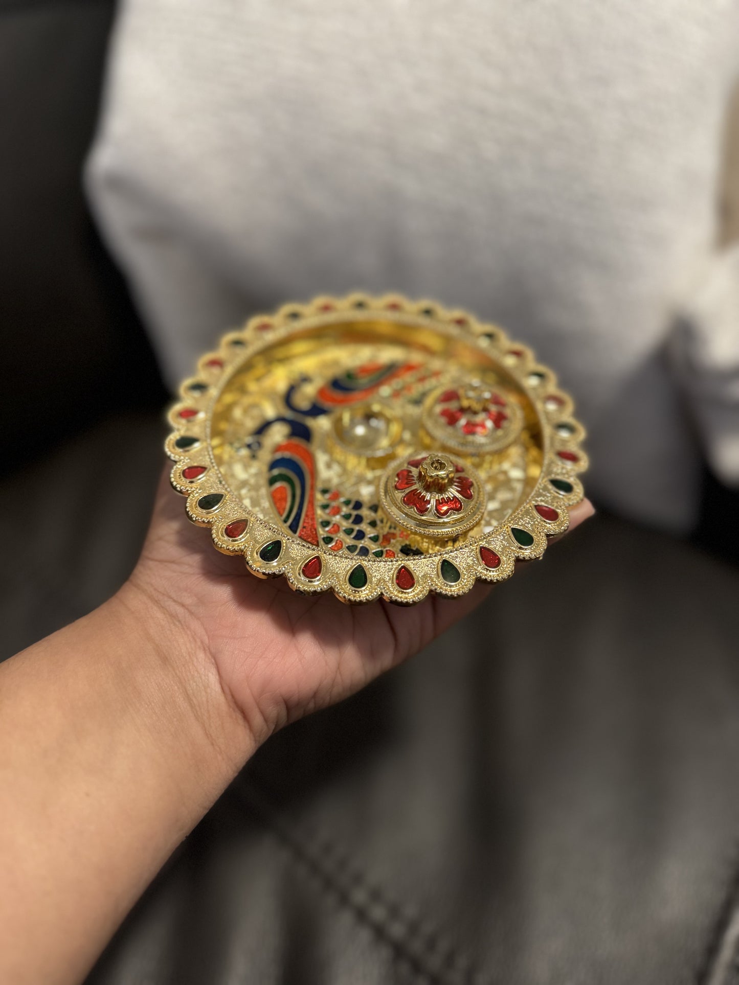 Peacock style kumkum haldi plate/ mini thali